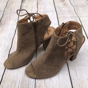 Peep Toe Suede Bootie